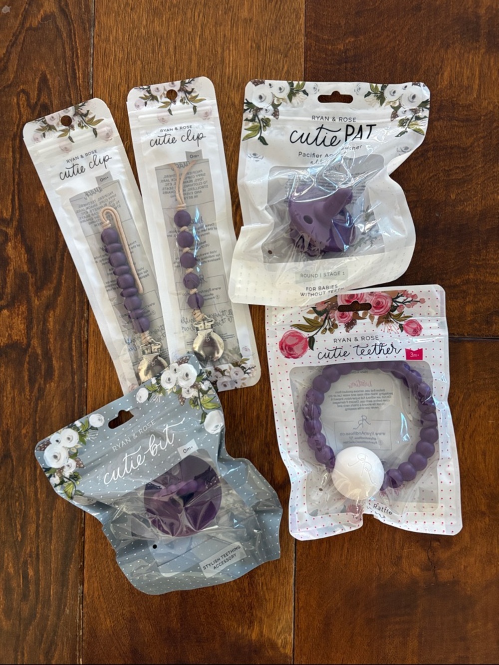 Ryan & Rose - Purple Baby Teething & Pacifier Accessories Set